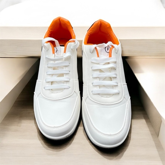 French Connection White and Orange Women’s Sneakers Size US 9.5 EUR 40.5 - Picture 3 of 9